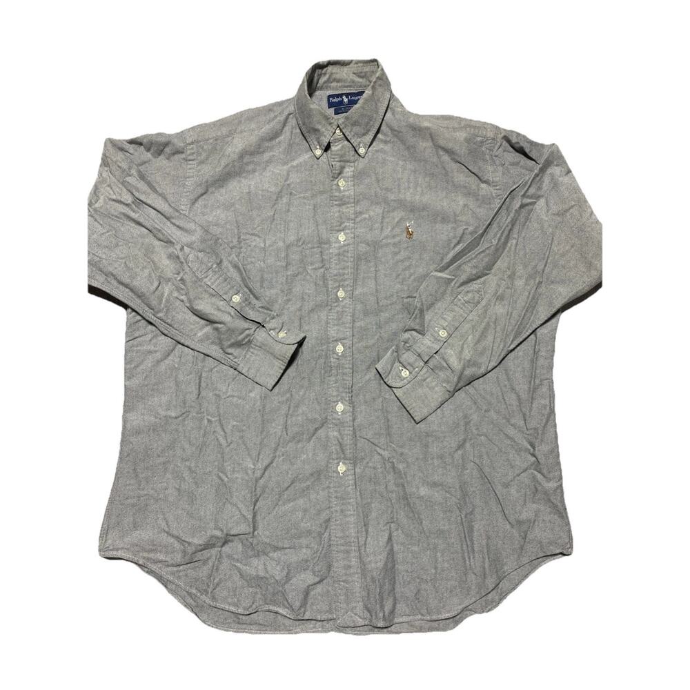Ralph Lauren Shirt Mens Large Grey Blake Flesh Pony Preppy Classic Vintage